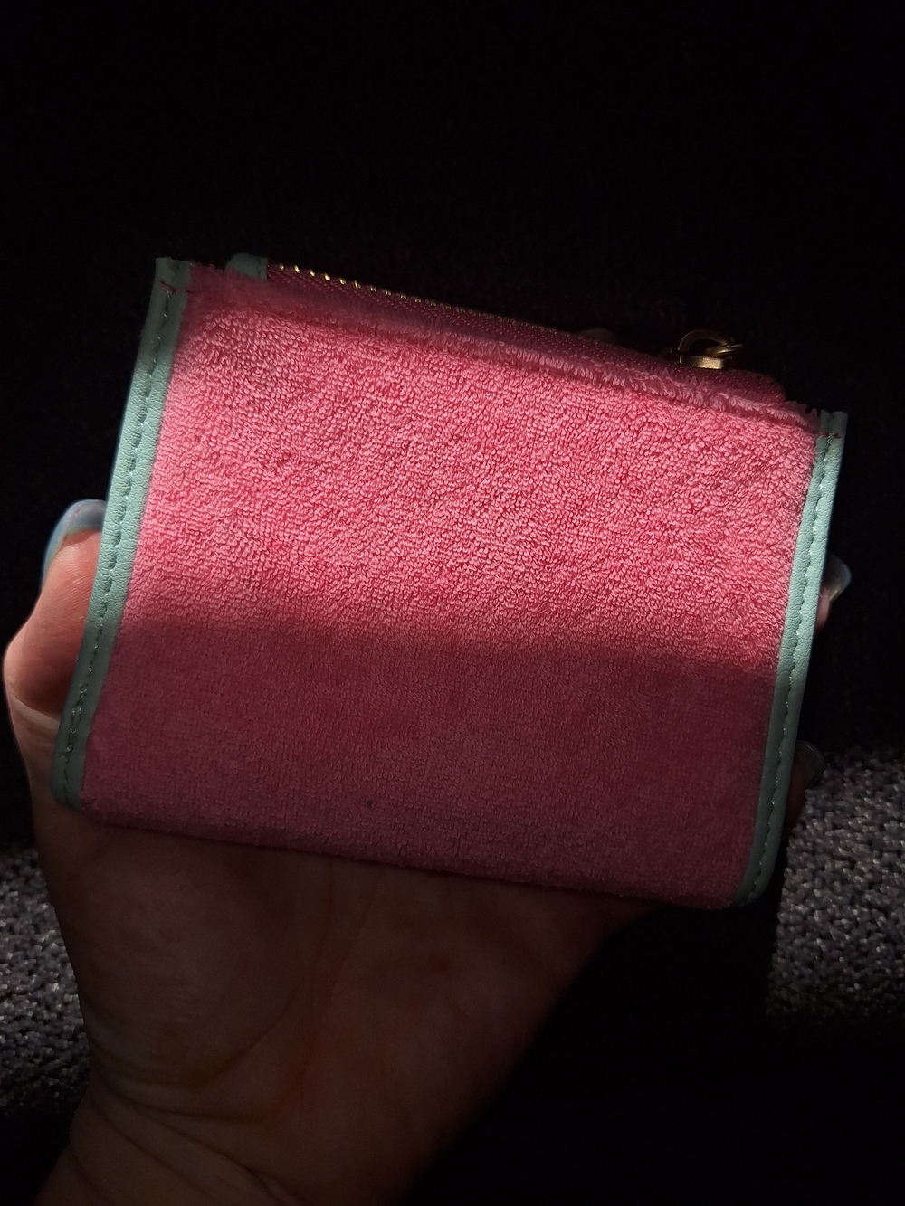 Juicy Couture Metallic Pink Card Case Wallet with Blue Trim - Picture 4 of 6